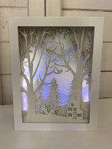 LED Deko Leuchtrahmen zum Stellen Wald/Haus/Tiere 20cm