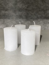 4 Kerzen durchgefärbt weiss 50/80mm Brennzeit 20Std