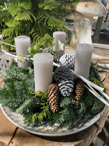 Adventskranz Nature Grey Mix rund dia 40cm inkl. Teller