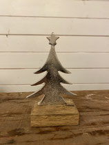 Baum silber auf Holzfuß h 16cm