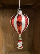 Glaskugel Ballon mit Weihnachtsmann 15cm