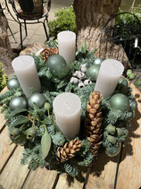 Adventskranz Shades of green and grey Nobilis rund dia 40cm