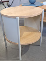 BRAND NEW Round Laminate & Warm White Metal Bedside Table - 2 Available
