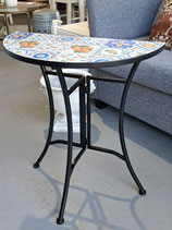 BRAND NEW Blue & Orange Tile Mosaic Half Round Console