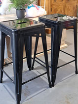 Pair Black Metal Stools