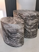BRAND NEW Black Marble Look Nest 2 Oval Coffee / Side Tables