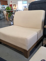 Oak Veneer Frame Wide Cream Upholstered Occasional Chair