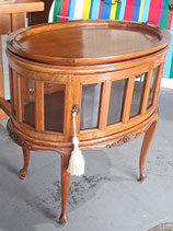 Oval Oak & Glass Drinks Cabinet