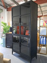 "Coco Republic" Large Black Oak & Glass Display Cabinet - 2 Available