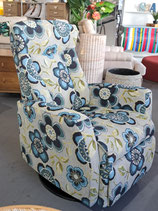"IMG" Compact Blue Floral Swivel Rocker Recliner Lounge Chair