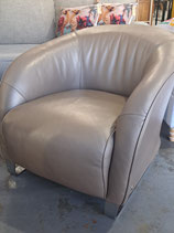 "Natuzzi" Italian Made Taupe Leather Lounge Chair