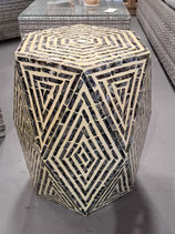 BRAND NEW Hexagon Black & Yellow Shell Inlay Side Table