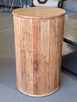 BRAND NEW Round Fluted Solid Acacia Side Table - 2 Available