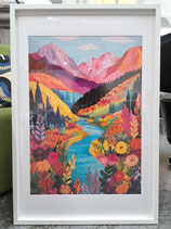 BRAND NEW Framed Colourful Mountains Print