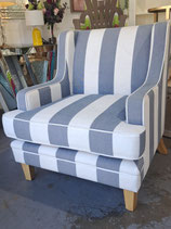 Blue & White Striped Lounge Chair