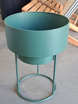 Round Green Metal Planter
