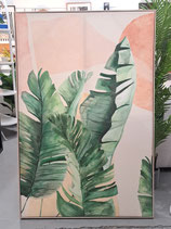 Framed Tropical Green & Pink Palm Print