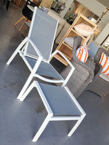 "Salsa" White Aluminium Adjustable Sun Lounger/Armchair with Ottoman - 2 Sets Available