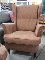 "Ikea" Brown Faux Suede Wingback Armchair - 2 Available