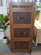 Timber, Rattan & Leather Filing Cabinet