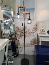 BRAND NEW Timber & Black Metal Teardrop Floor Lamp - 2 Available