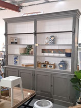 "Provincial Home Living" Large Grey Timber Kitchen Dresser / Library Cabinet