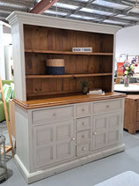 Distressed Off White Timber Buffet with Hutch
