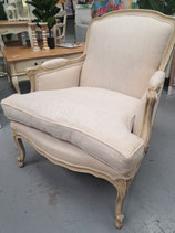 Carved Timber Cream Feather Cushion Armchair - 2 Available