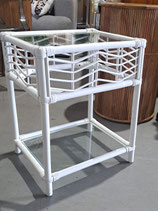 White Cane 2 Tier Glass Top Side Table - 4 Available