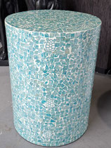 BRAND NEW Round Blue Capiz Shell Inlay Stool / Side Table - 2 Available