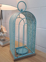 Aqua Metal Candle Lantern