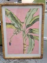 BRAND NEW Cane & Glass Framed Pink/Green Palms Print