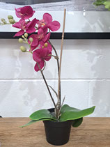 Small Faux Potted Fuscia Purple Orchid