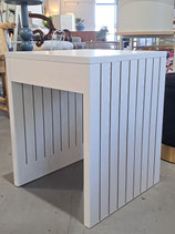 BRAND NEW White Slatted Timber Look Side Table - 2 Available