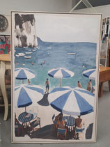 BRAND NEW Framed Beach Umbrellas Canvas Print