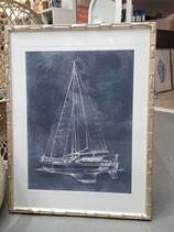 "Designer Boys" Plantation Silver & Glass Frame Yacht Print
