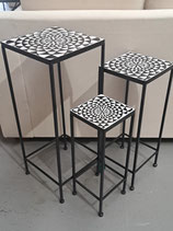 BRAND NEW Black & White Tile Mosaic Plant Stand - 3 Sizes