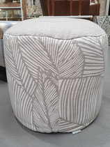 "Pillow Talk" Round Light Grey & White Bean Bag Style Ottoman