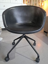 Black Leather Tub Desk Chair