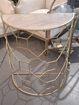 Marble Top Half Round Gold Metal Hall Table