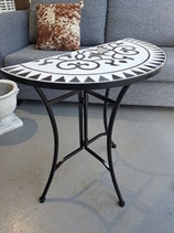 BRAND NEW Black & White Tile Mosaic Half Round Hall Table
