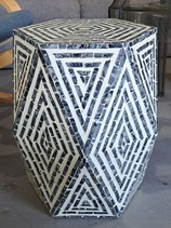 BRAND NEW Hexagon Black & White Shell Inlay Stool / Side Table