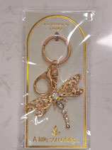 BRAND NEW Gold Diamonte Dragonfly Keyring