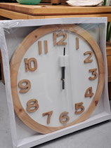BRAND NEW Round Timber & White Wall Clock