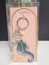 BRAND NEW Diamonte Blue & Green Seahorse Keyring