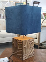 "Eichholtz" Deisgner Heavy Brass Lamp with Blue Velvet Shade - 2 Available