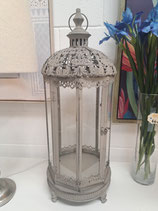 BRAND NEW Large Rustic Grey Metal & Glass Lantern