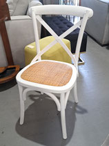 White Timber & Cane Cross Back Dining Chairs - 8 Available