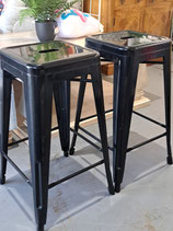 Pair Black Metal Stools