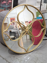Round Gold Metal Frame Clover Mirror